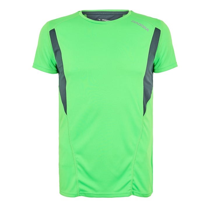 Diadora Men's Green Team Up Short Sleeve Performance Gym Top in Size XL, Sports Direct