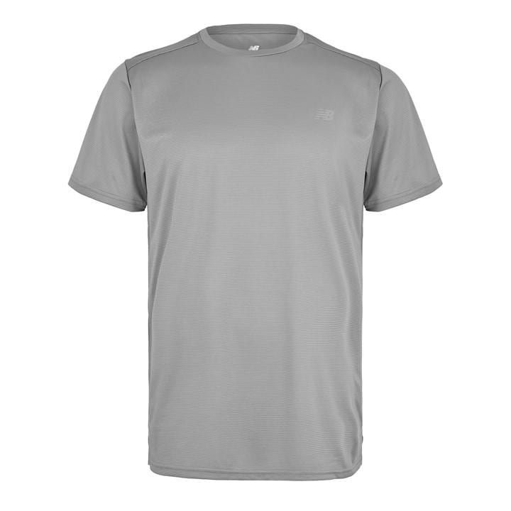 New Balance Men's Grey Short-Sleeve Performance Gym Top in Size XL, Sports Direct