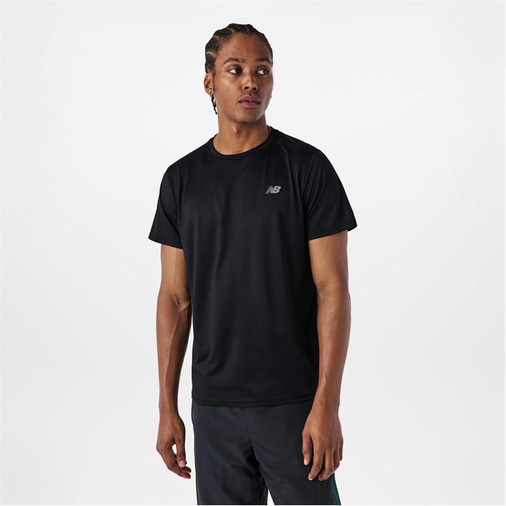 New Balance Men's Black Short-Sleeve Performance Gym Top in Size M, Sports Direct