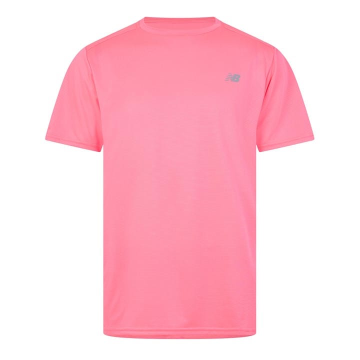 New Balance Men's Pink Short-Sleeve Performance Gym Top in Size M, Sports Direct