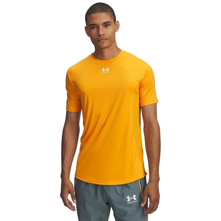 Under Armour Men's Orange Chal Short-Sleeve Performance T-Shirt in Size L, Sports Direct