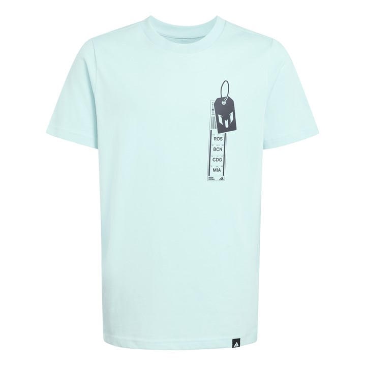 Adidas  Kids Blue Messi Graphic T-Shirt Kids in Size 13 - 14 Years, Sports Direct