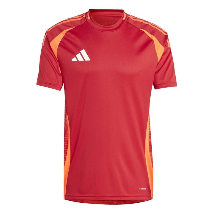 Adidas Men' Red Tiro24 Short Sleeve Performance T-Shirt in Size S, Sports Direct