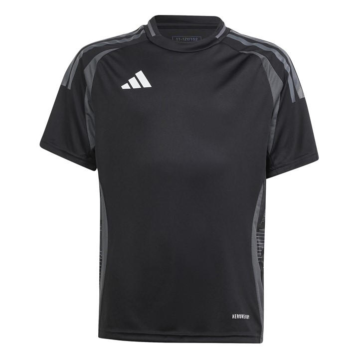 Adidas  Kids Black ' Tiro24 Short Sleeve Performance T-Shirt in Size 7 - 8 Years, Sports Direct