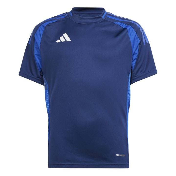 Adidas  Kids Blue ' Tiro24 Short Sleeve Performance T-Shirt in Size 5 - 6 Years, Sports Direct
