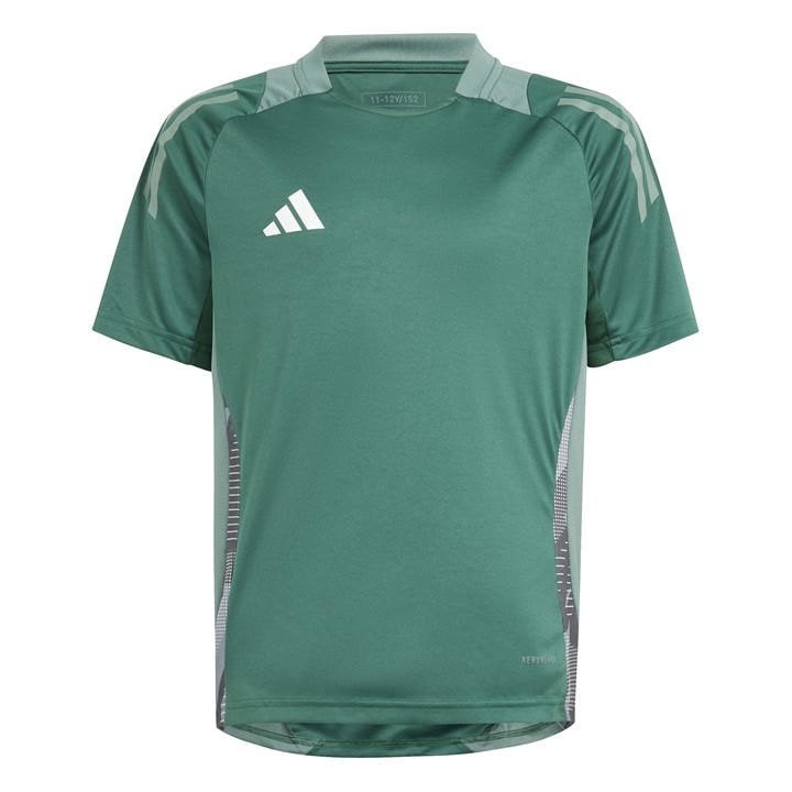 Adidas  Kids Green ' Tiro24 Short Sleeve Performance T-Shirt in Size 7 - 8 Years, Sports Direct