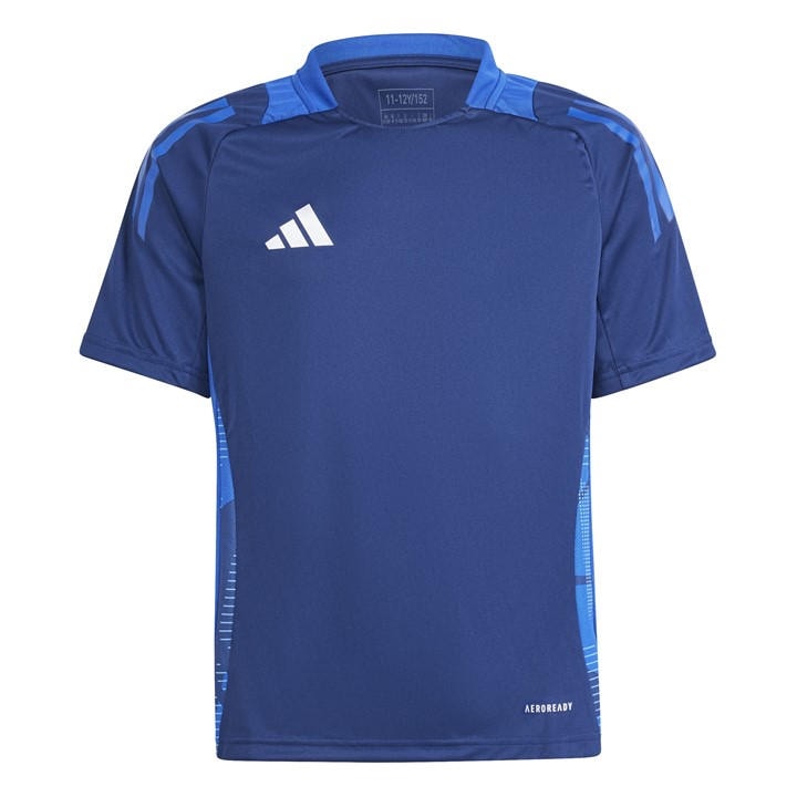 Adidas  Kids Blue ' Tiro24 Short Sleeve Performance T-Shirt in Size 9 - 10 Years, Sports Direct