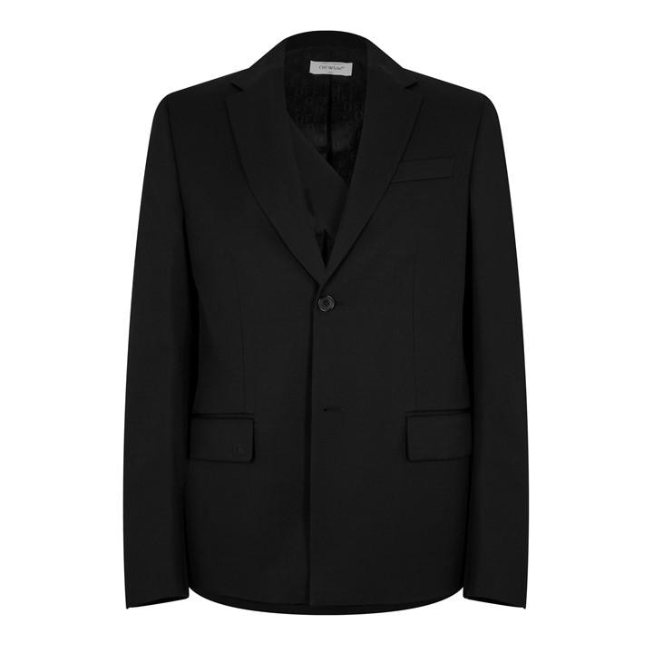 Off White Men' Black - Embroidered Wool Long Sleeve Blazer in Size S, Sports Direct