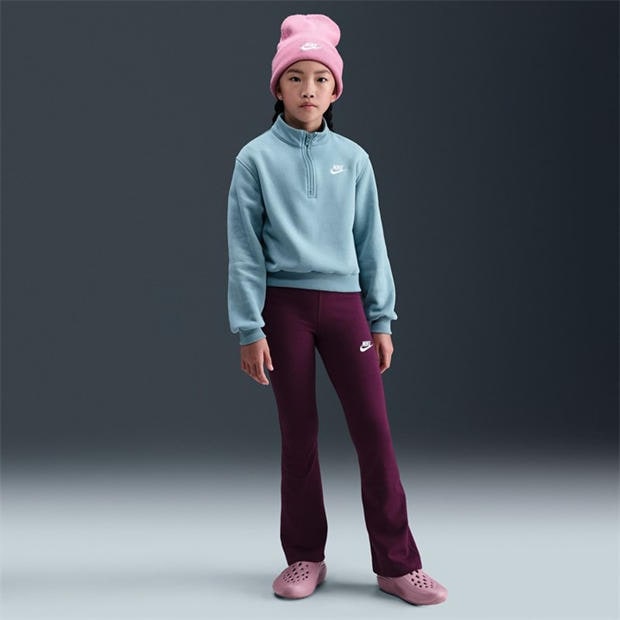 Bordeaux/White - Nike - Sportswear Favorites Big Kids' (Girls') Flared Leggings