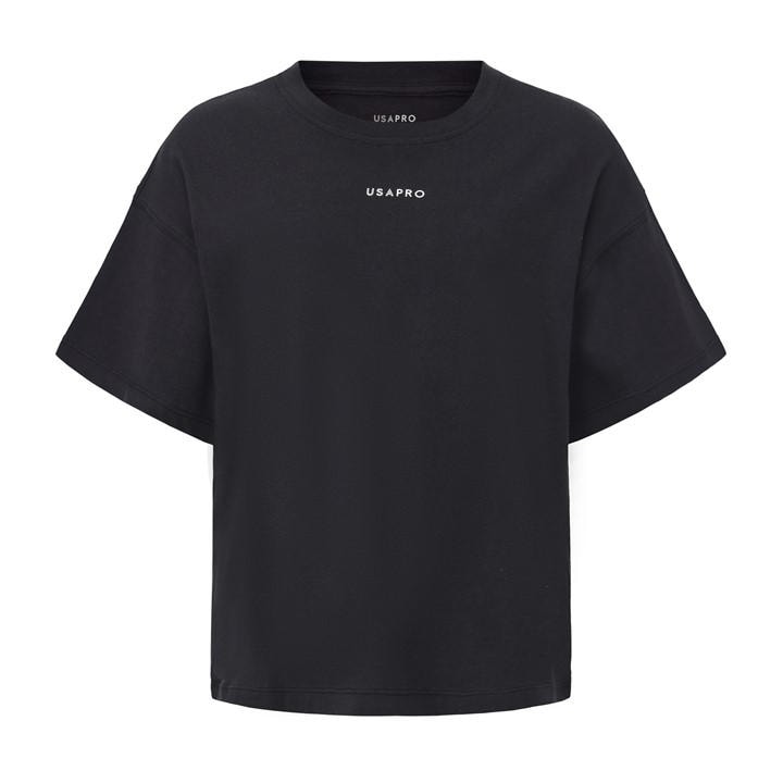 Usa Pro Girls Black Pro Boxy Tee  in Size 13 Years, Sports Direct