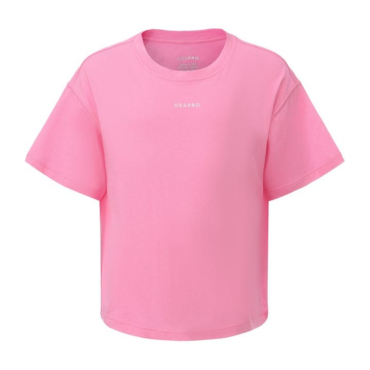 Usa Pro Girls Pink Pro Boxy Tee  in Size 7 - 8 Years, Sports Direct