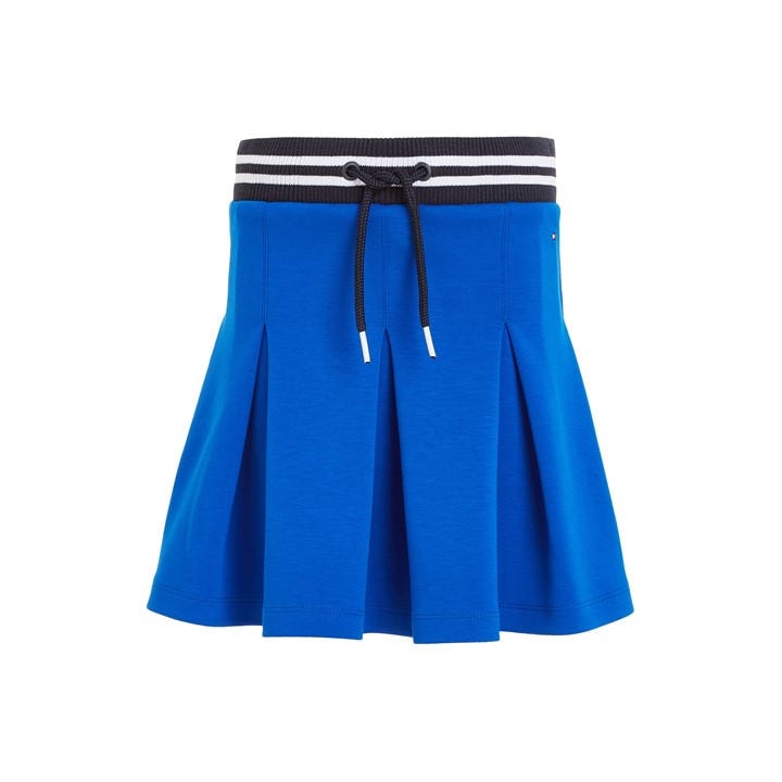 Tommy Hilfiger Girls Blue Knitted Monotype Pleated Mini Skirt  in Size 14 - 16 Years, Sports Direct