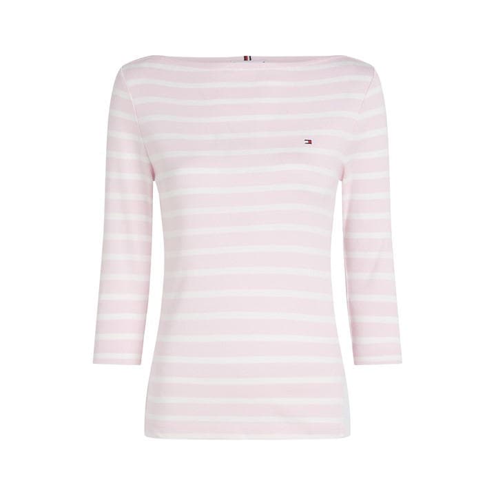 Tommy Hilfiger Women's Pink Cody Slim Boat Neck Long-Sleeve T-Shirt in Size 10, Sports Direct