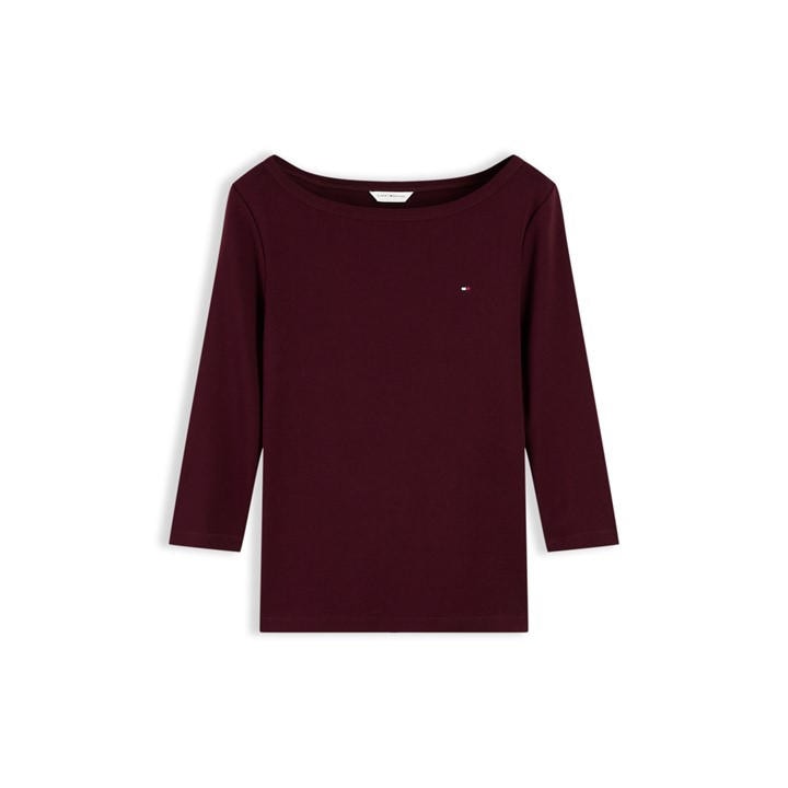 Tommy Hilfiger Women's Red Cody Slim Boat Neck Long-Sleeve T-Shirt in Size 14, Sports Direct