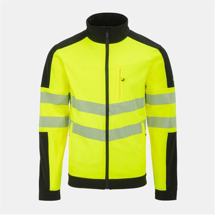 Dunlop Men' Softshell Waterproof Wind-Resistant Reflective Hi-Vis Jacket in Size S, Sports Direct