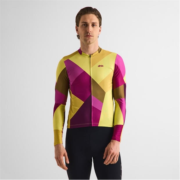 Yellow/Purple - Dhb - Dhb Blok Long Sleeve Jersey 3.0 Unisex
