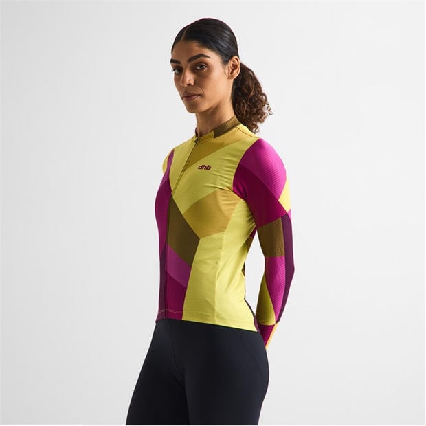 Yellow/Purple - Dhb - Dhb Blok Long Sleeve Jersey 3.0 Unisex