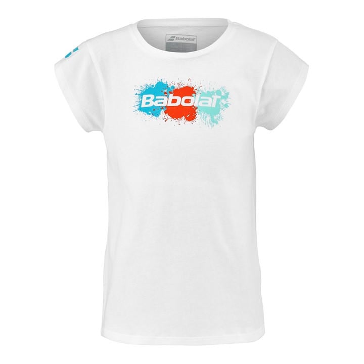 Babolat Girls White Kids' Exercise Cotton Short-Sleeve Performance T-Shirt in Size 10 Years, Sports Direct