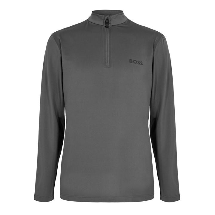 Boss Men' Grey Green 1/4 Zip Performance Tracksuit Top in Size S, Sports Direct