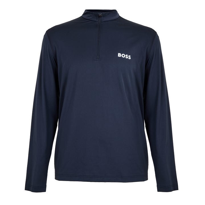 Boss Men's Blue Green 1/4 Zip Performance Tracksuit Top in Size L, Sports Direct