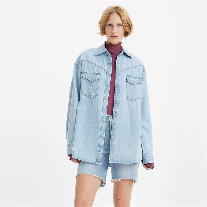 Levis Women's Blue Dorsey Xl Western Shirt in Size 12, Sports Direct