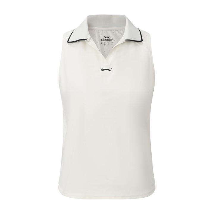 Slazenger Women's White Sleeveless Polo Neck Performance Vest in Size 8, Sports Direct
