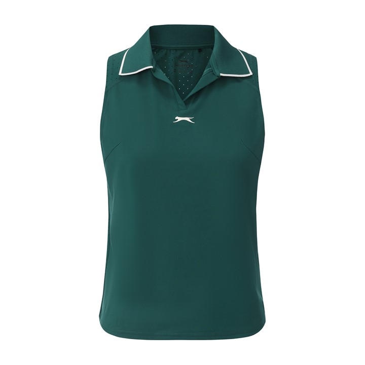 Slazenger Women's Green Sleeveless Polo Neck Performance Vest in Size 14, Sports Direct