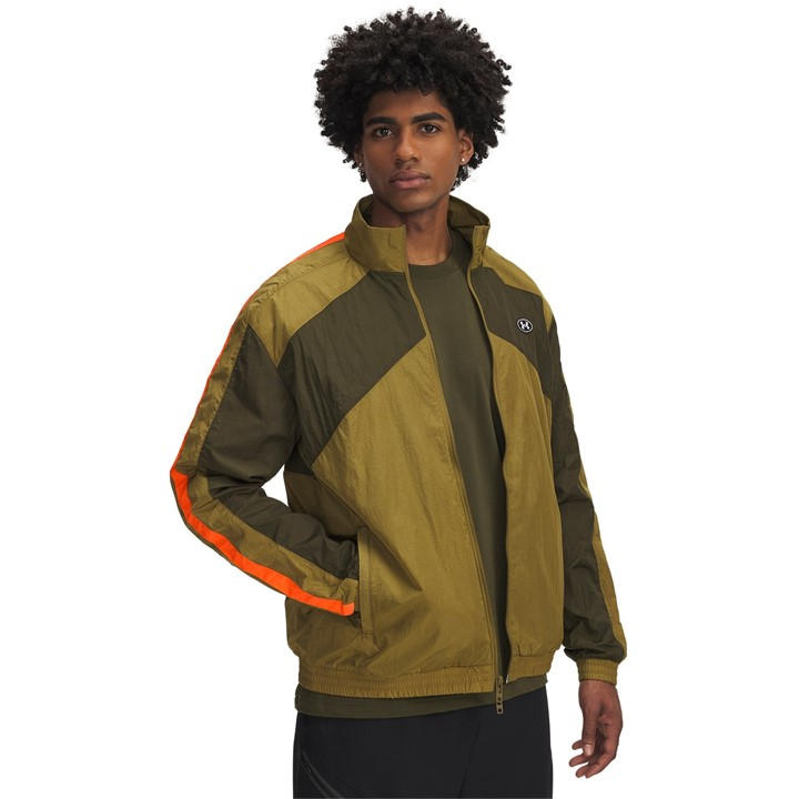 Under Armour Men's Green Icon Woven Tracksuit Top in Size L, Sports Direct