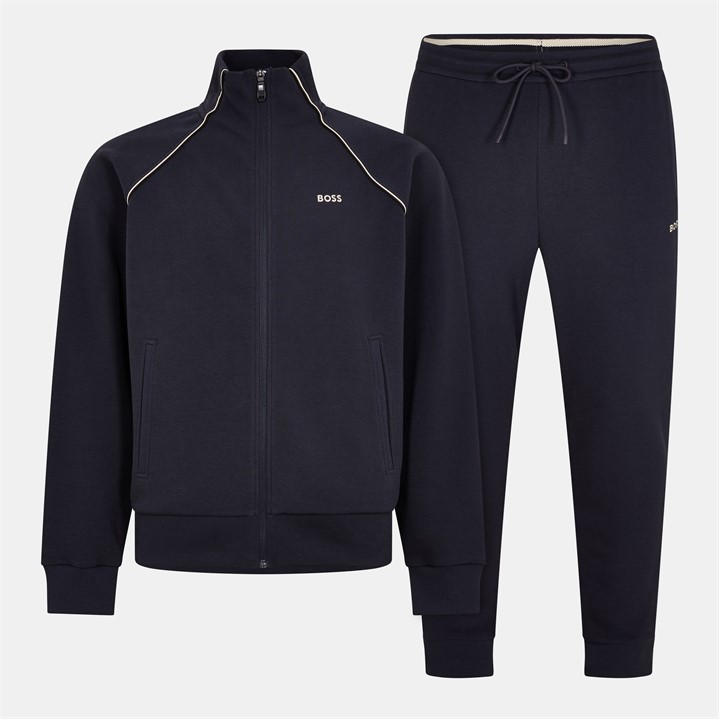 Boss Men's Blue Green Woven Tracksuit 2-Piece Set With Piping & Logo Detail in Size 2XL, Sports Direct