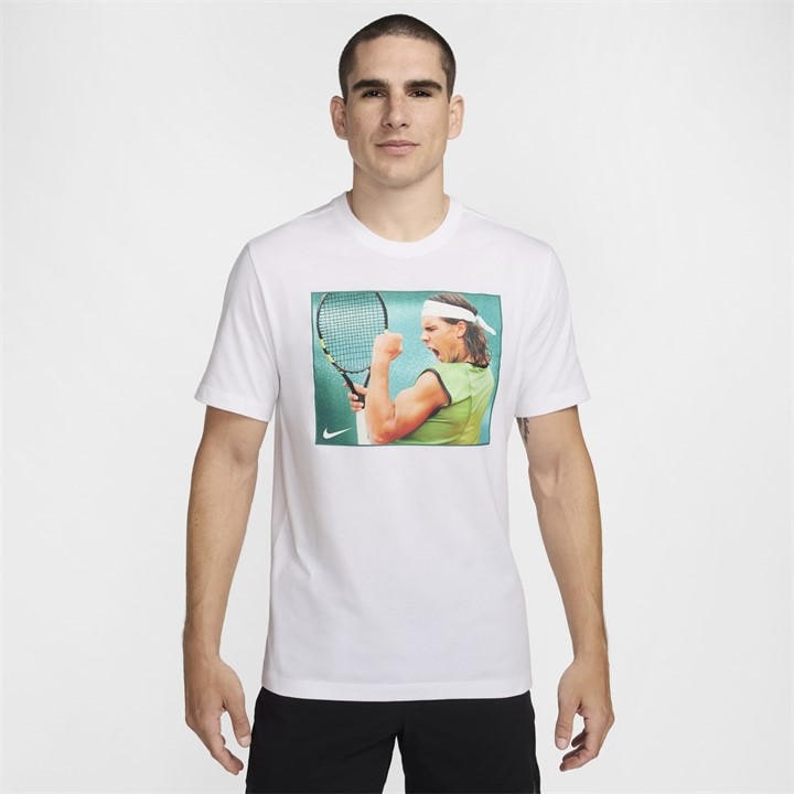 Nike Men's White Rafael Nadal Tennis T-Shirt in Size XL, Sports Direct