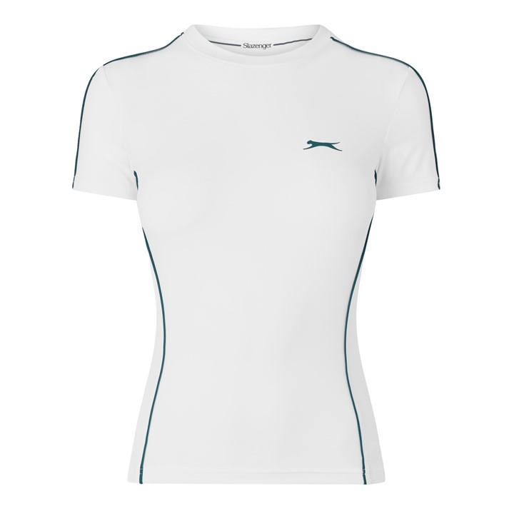 Slazenger Women's White Tech Contrast Detail Tennis Tee in Size 14, Sports Direct