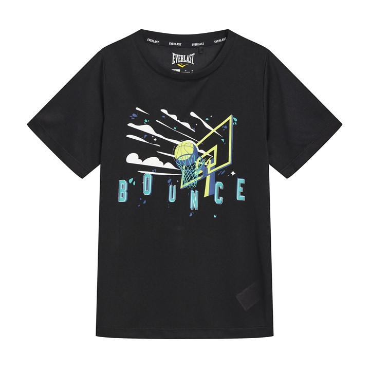 Everlast Boys Black Basketball Short Sleeve Performance T-Shirts  in Size 7 - 8 Years, Sports Direct