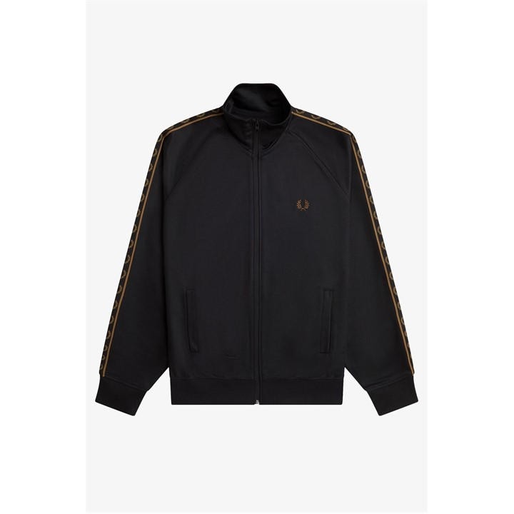 Fred Perry Men's Black Tape Poly Tracksuit Top in Size L, Sports Direct