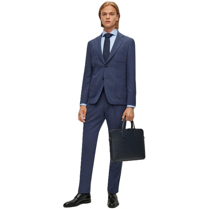 Boss Men' Blue Heston Designer Slim Fit Suit in Size S, Sports Direct