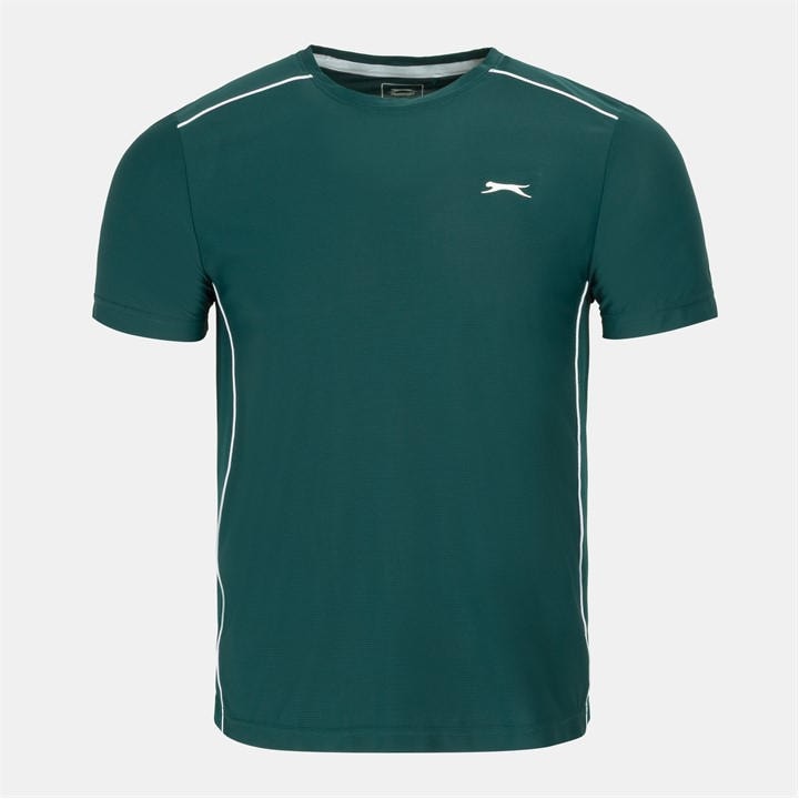 Slazenger Men's Green Tennis Tech Short Sleeve Performance T-Shirt in Size XL, Sports Direct