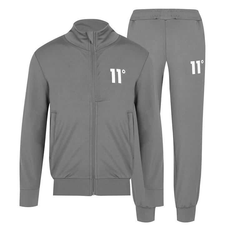 11 Degrees Boys Grey Poly Zip Track Suit in Size 8 - 9 Years, Sports Direct