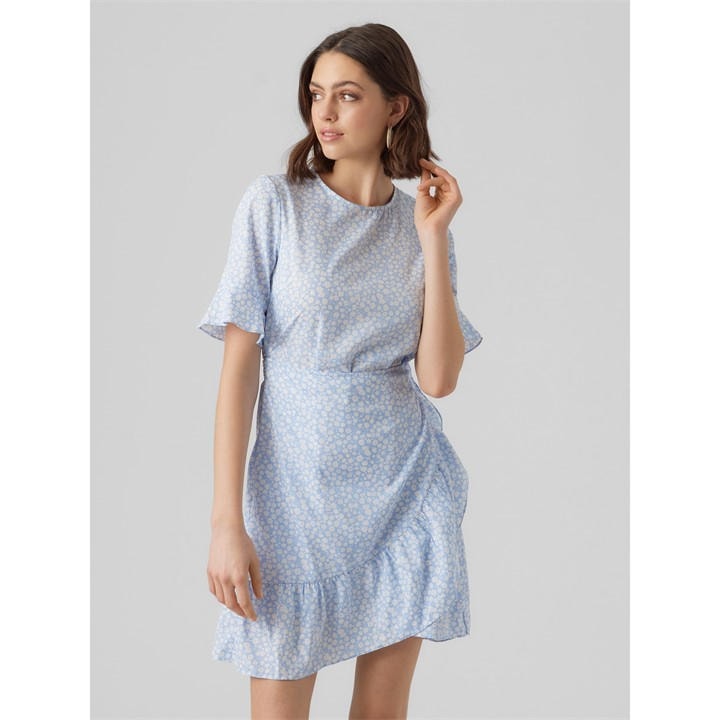 Vero Moda Women's Blue Henna Mini Dress in Size 10, Sports Direct
