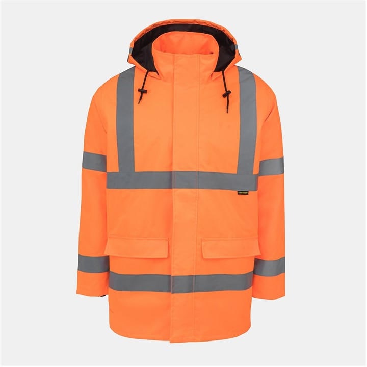 Dunlop Men' Orange Waterproof Wind Resistant Reflective Long Sleeve Hi-Vis Jacket in Size S, Sports Direct