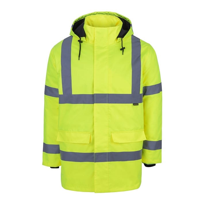Dunlop Men's Yellow Waterproof Wind Resistant Reflective Long Sleeve Hi-Vis Jacket in Size XS, Sports Direct