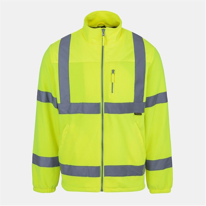 Dunlop Men's Yellow Hi-Vis Reflective Fleece Long Sleeve Jacket in Size XS, Sports Direct