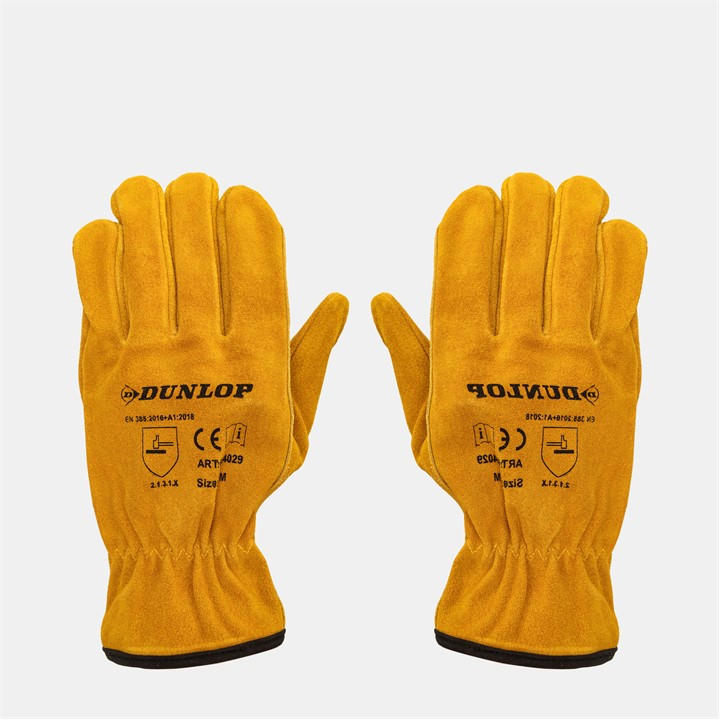 Dunlop Men's Brown Leather Workwear Gloves in Size L-XL, Sports Direct