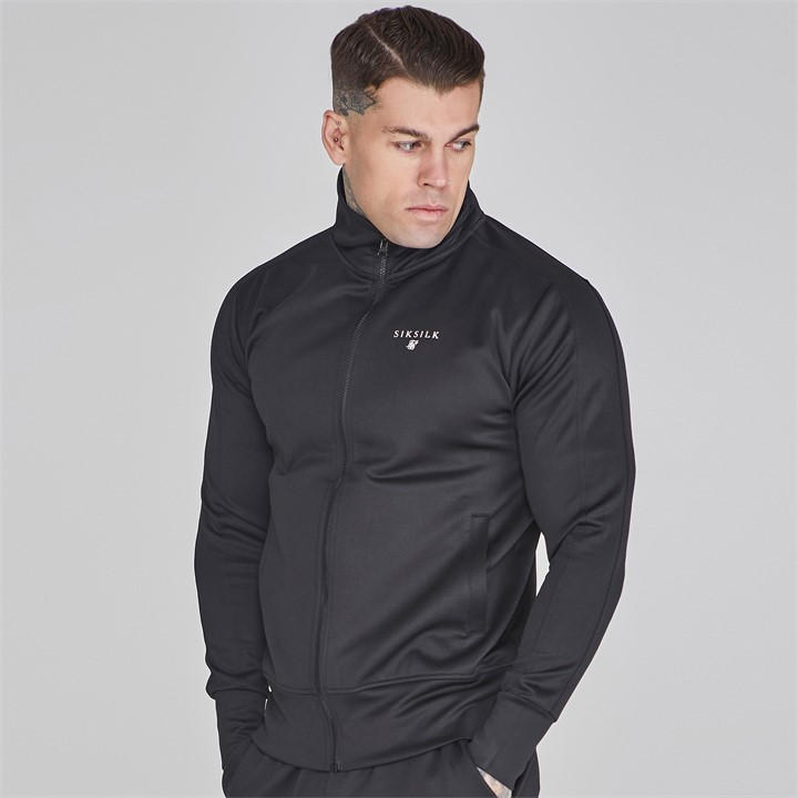 Siksilk Men' Black Tracksuit Top in Size S, Sports Direct
