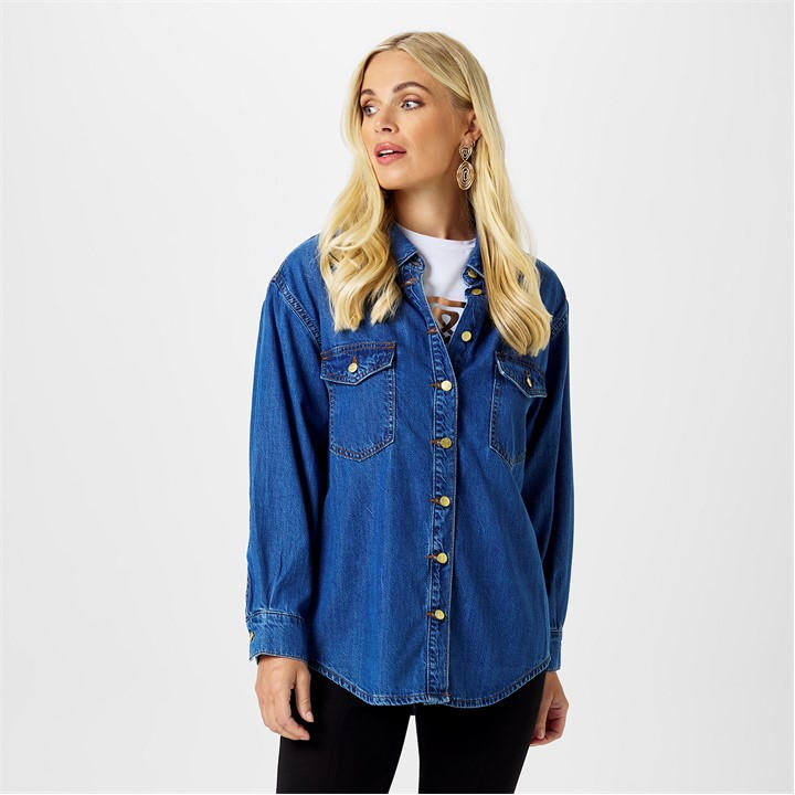 Biba Women's Blue Denim Shirt in Size 8, Sports Direct