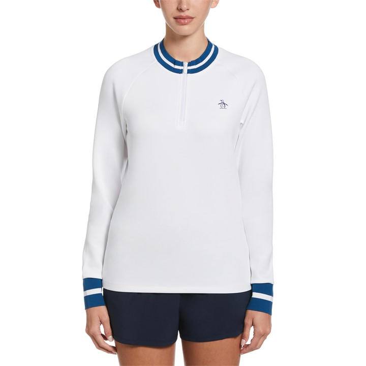 Original Penguin Women's White Quarter Zip Pullover in Size 16, Sports Direct