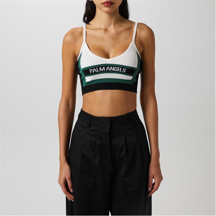 Palm Angels Women's Blue Race Crop Knit Top in Size 14, Sports Direct