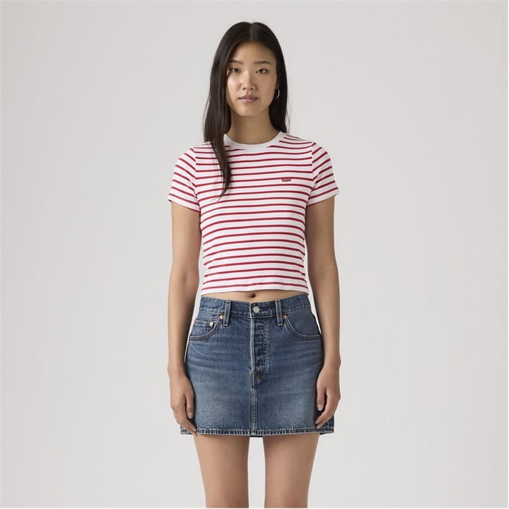 Levis Women's  Essential Sporty White Cropped Crop Top in Size 8, Sports Direct