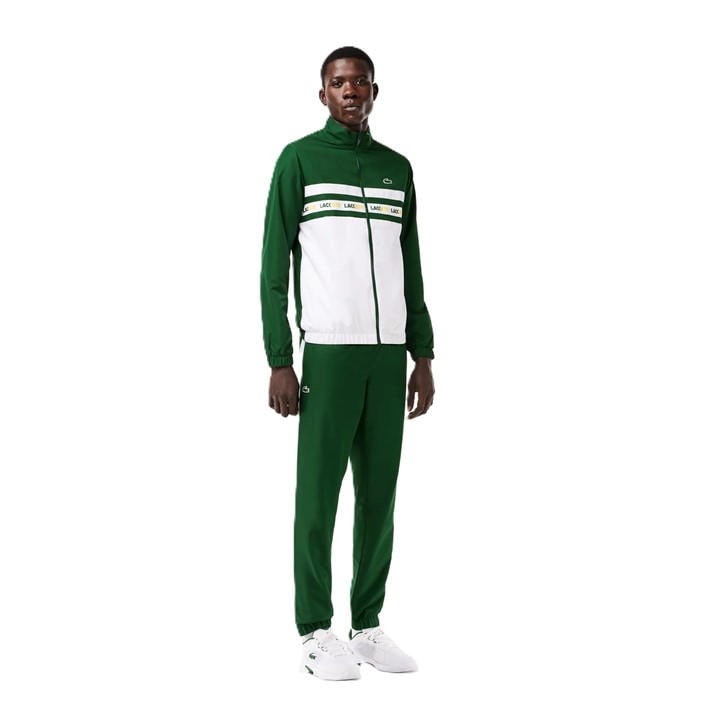 Lacoste Men' Green Logo Stripe Performance Tracksuit in Size S, Sports Direct