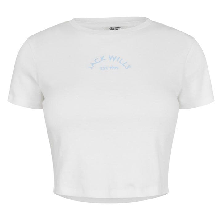 Jack Wills Women's White Cropped Baby Tee in Size 6, Sports Direct