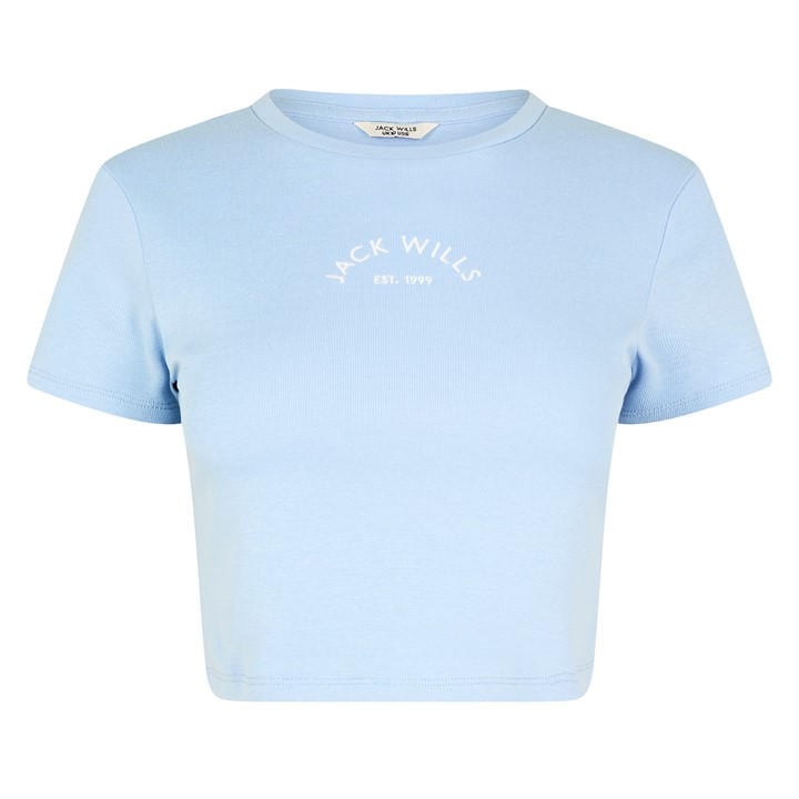 Jack Wills Women's Soft Blue Cropped Baby Tee - 8 (Xs) - Image 2