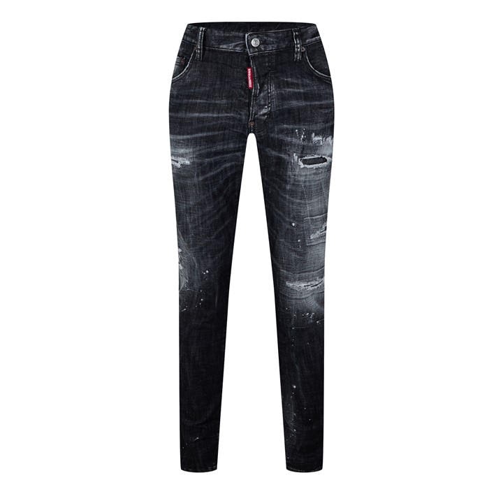 Dsquared2 Men's Black Distressed Paint Splatter Jeans in Size XL, Sports Direct